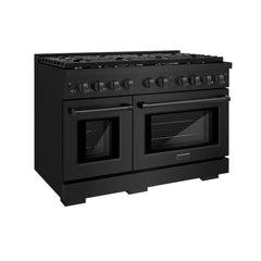 ZLINE 48 in. 6.7 cu. ft. Paramount Double Oven Gas Range with 8 Burner Cooktop in Black Stainless Steel - SGRB-48 - The Home Selection
