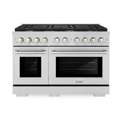 ZLINE 48 in. 6.7 cu. ft. Paramount Double Oven Gas Range with 8 Burner Cooktop in Stainless Steel - SGR48 - The Home Selection