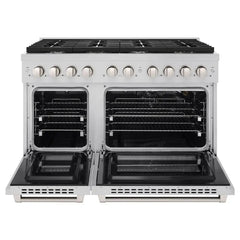 ZLINE 48 in. 6.7 cu. ft. Paramount Double Oven Gas Range with 8 Burner Cooktop in Stainless Steel - SGR48 - The Home Selection