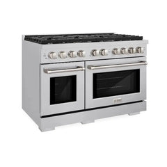 ZLINE 48 in. 6.7 cu. ft. Paramount Double Oven Gas Range with 8 Burner Cooktop in Stainless Steel - SGR48 - The Home Selection