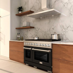 ZLINE 48 in. 6.7 cu. ft. Paramount Double Oven Gas Range with 8 Burner Cooktop in Stainless Steel with Black Matte Doors - SGR-BLM-48 - The Home Selection