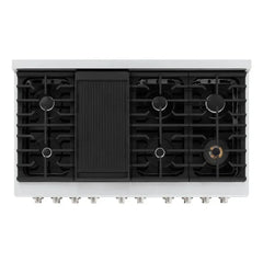 ZLINE 48 in. 6.7 cu. ft. Paramount Double Oven Gas Range with 8 Burner Cooktop in Stainless Steel with Black Matte Doors - SGR-BLM-48 - The Home Selection
