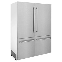 ZLINE 60" 32.2 cu. ft. Built-In 4-Door French Door Freezer Refrigerator with Internal Water and Ice Dispenser in Fingerprint Resistant Stainless Steel (RBIV-SN-60) - The Home Selection