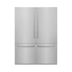 ZLINE 60" 32.2 cu. ft. Built-In 4-Door French Door Freezer Refrigerator with Internal Water and Ice Dispenser in Fingerprint Resistant Stainless Steel (RBIV-SN-60) - The Home Selection