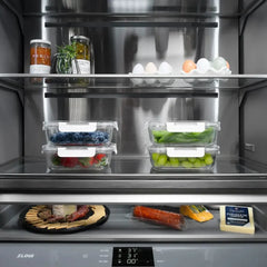 ZLINE 60 in. 32.2 cu. ft. French Door Built-In Bottom Freezer Refrigerator with Water Dispensers and Ice Makers in Satin Stainless Steel with Graphite Gray Interior (GRBIV-SN-60) - The Home Selection
