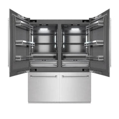 ZLINE 60 in. 32.2 cu. ft. French Door Built-In Bottom Freezer Refrigerator with Water Dispensers and Ice Makers in Satin Stainless Steel with Graphite Gray Interior (GRBIV-SN-60) - The Home Selection