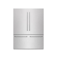 ZLINE 60 in. 32.2 cu. ft. French Door Built-In Bottom Freezer Refrigerator with Water Dispensers and Ice Makers in Satin Stainless Steel with Graphite Gray Interior (GRBIV-SN-60) - The Home Selection