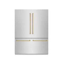 ZLINE 60 in. 32.2 cu. ft. French Door Built-In Bottom Freezer Refrigerator with Water Dispensers and Ice Makers in Satin Stainless Steel with Graphite Gray Interior (GRBIV-SN-60) - The Home Selection