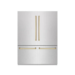ZLINE 60 in. 32.2 cu. ft. French Door Built-In Bottom Freezer Refrigerator with Water Dispensers and Ice Makers in Satin Stainless Steel with Graphite Gray Interior (GRBIV-SN-60) - The Home Selection
