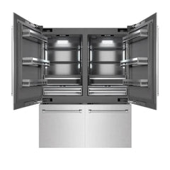 ZLINE 60 in. 32.2 cu. ft. French Door Built-In Bottom Freezer Refrigerator with Water Dispensers and Ice Makers in Satin Stainless Steel with Graphite Gray Interior (GRBIV-SN-60) - The Home Selection