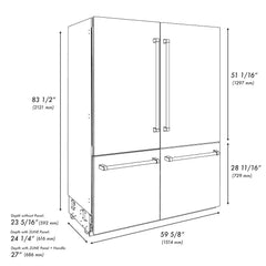 ZLINE 60 in. 32.2 cu. ft. French Door Built-In Bottom Freezer Refrigerator with Water Dispensers and Ice Makers in Stainless Steel - GRBIV - The Home Selection