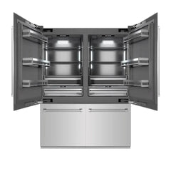 ZLINE 60 in. 32.2 cu. ft. French Door Built-In Bottom Freezer Refrigerator with Water Dispensers and Ice Makers in Stainless Steel - GRBIV - The Home Selection