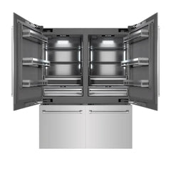 ZLINE 60 in. 32.2 cu. ft. French Door Built-In Bottom Freezer Refrigerator with Water Dispensers and Ice Makers in Stainless Steel - GRBIV - The Home Selection