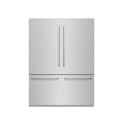 ZLINE 60 in. 32.2 cu. ft. French Door Built-In Bottom Freezer Refrigerator with Water Dispensers and Ice Makers in Stainless Steel - GRBIV - The Home Selection