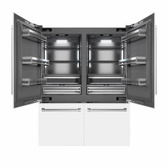 ZLINE 60 in. 32.2 cu. ft. French Door Built-In Bottom Freezer Refrigerator with Water Dispensers and Ice Makers in White Matte with Graphite Gray Interior (GRBIV-WM-60) - The Home Selection