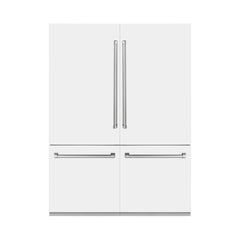 ZLINE 60-Inch 32.2 cu. ft. Built-In 4-Door French Door Refrigerator with Internal Water and Ice Dispenser in White Matte (RBIV-WM-60) - The Home Selection