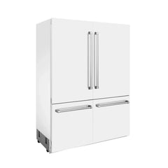 ZLINE 60-Inch 32.2 cu. ft. Built-In 4-Door French Door Refrigerator with Internal Water and Ice Dispenser in White Matte (RBIV-WM-60) - The Home Selection
