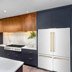 ZLINE 60-Inch Autograph Edition 32.2 cu. ft. Built-in 4-Door French Door Refrigerator with Internal Water and Ice Dispenser in Fingerprint Resistant Stainless Steel with Gold Accents (RBIVZ-SN-60-G) - The Home Selection