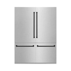 ZLINE 60-Inch Autograph Edition 32.2 cu. ft. Built-in 4-Door French Door Refrigerator with Internal Water and Ice Dispenser in Fingerprint Resistant Stainless Steel with Matte Black Accents (RBIVZ-SN-60-MB) - The Home Selection