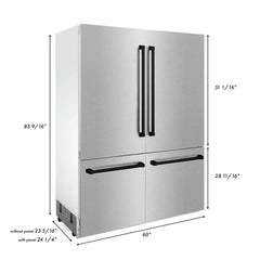 ZLINE 60-Inch Autograph Edition 32.2 cu. ft. Built-in 4-Door French Door Refrigerator with Internal Water and Ice Dispenser in Fingerprint Resistant Stainless Steel with Matte Black Accents (RBIVZ-SN-60-MB) - The Home Selection