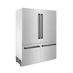 ZLINE 60-Inch Autograph Edition 32.2 cu. ft. Built-in 4-Door French Door Refrigerator with Internal Water and Ice Dispenser in Fingerprint Resistant Stainless Steel with Matte Black Accents (RBIVZ-SN-60-MB) - The Home Selection