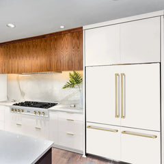 ZLINE 60-Inch Autograph Edition 32.2 cu. ft. Built-in 4-Door French Door Refrigerator with Internal Water and Ice Dispenser in White Matte with Champagne Bronze Accents (RBIVZ-WM-60-CB) - The Home Selection