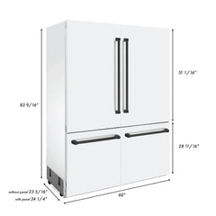 ZLINE 60-Inch Autograph Edition 32.2 cu. ft. Built-in 4-Door French Door Refrigerator with Internal Water and Ice Dispenser in White Matte with Matte Black Accents (RBIVZ-WM-60-MB) - The Home Selection
