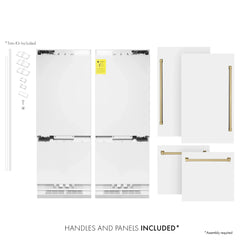 ZLINE 60-Inch Autograph Edition 32.2 cu. ft. Built-in 4-Door French Door Refrigerator with Internal Water and Ice Dispenser in White Matte with Matte Black Accents (RBIVZ-WM-60-MB) - The Home Selection