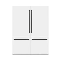 ZLINE 60-Inch Autograph Edition 32.2 cu. ft. Built-in 4-Door French Door Refrigerator with Internal Water and Ice Dispenser in White Matte with Matte Black Accents (RBIVZ-WM-60-MB) - The Home Selection