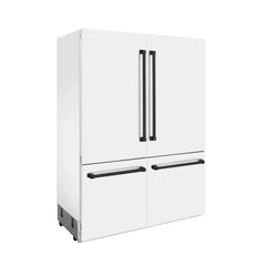 ZLINE 60-Inch Autograph Edition 32.2 cu. ft. Built-in 4-Door French Door Refrigerator with Internal Water and Ice Dispenser in White Matte with Matte Black Accents (RBIVZ-WM-60-MB) - The Home Selection