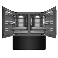 ZLINE 72 in. 39.6 cu. ft. French Door Built-In Bottom Freezer Refrigerator with Water Dispensers and Ice Makers in Black Stainless Steel with Graphite Gray Interior - GRBIT-BS-72 - The Home Selection