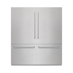 ZLINE 72 in. 39.6 cu. ft. French Door Built-In Bottom Freezer Refrigerator with Water Dispensers and Ice Makers in DuraSnow® Stainless Steel with Graphite Gray Interior - GRBIT-SN-72 - The Home Selection