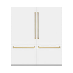 ZLINE 72 in. 39.6 cu. ft. French Door Built-In Bottom Freezer Refrigerator with Water Dispensers and Ice Makers in White Matte - RBIT - The Home Selection