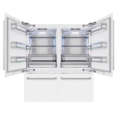 ZLINE 72 in. 39.6 cu. ft. French Door Built-In Bottom Freezer Refrigerator with Water Dispensers and Ice Makers in White Matte - RBIT - The Home Selection