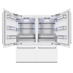 ZLINE 72 in. 39.6 cu. ft. French Door Built-In Bottom Freezer Refrigerator with Water Dispensers and Ice Makers in White Matte - RBIT - The Home Selection