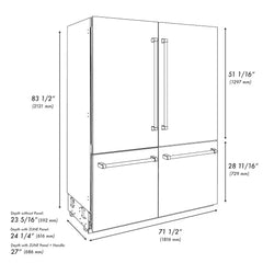 ZLINE 72 in. 39.6 cu. ft. French Door Built-In Bottom Freezer Refrigerator with Water Dispensers and Ice Makers - RBIT - The Home Selection