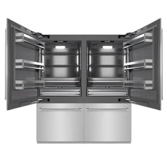 ZLINE 72 in. 39.6 cu. ft. French Door Built-In Bottom Freezer Refrigerator with Water Dispensers and Ice Makers with Graphite Gray Interior - GRBIT - The Home Selection