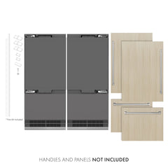 ZLINE 72 in. 39.6 cu. ft. Panel Ready French Door Built-In Bottom Freezer Refrigerator with Water Dispensers and Ice Makers with Graphite Gray Interior - GRBIT-72 - The Home Selection