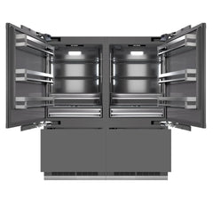 ZLINE 72 in. 39.6 cu. ft. Panel Ready French Door Built-In Bottom Freezer Refrigerator with Water Dispensers and Ice Makers with Graphite Gray Interior - GRBIT-72 - The Home Selection