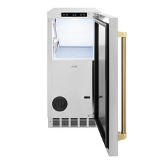 ZLINE Autograph Edition 15 in. Touchstone Clear Cube Ice Maker with Drain Pump and Black Stainless Steel Door - ICCDZ-BS-15-K - The Home Selection