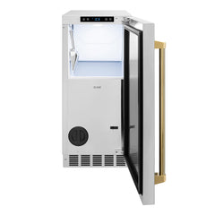 ZLINE Autograph Edition 15 in. Touchstone Clear Cube Ice Maker with Drain Pump and Black Stainless Steel Door - ICCDZ-BS-15-K - The Home Selection