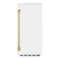 ZLINE Autograph Edition 15 in. Touchstone Clear Cube Ice Maker with Drain Pump and White Matte Door with Matte Black Handle - ICCDZ-WM-15 - The Home Selection