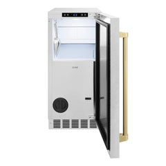 ZLINE Autograph Edition 15 in. Touchstone Gourmet Ice Maker with Drain Pump and Satin Stainless Steel Door - IGMDZ-SN-15 - The Home Selection