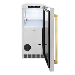 ZLINE Autograph Edition 15 in. Touchstone Gourmet Ice Maker with Drain Pump and Solid Stainless Steel Door - IGMDZ-ST-15 - The Home Selection