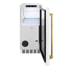 ZLINE Autograph Edition 15 in. Touchstone Gourmet Ice Maker with Drain Pump and White Matte Door with Handle - IGMDZ-WM-15 - The Home Selection