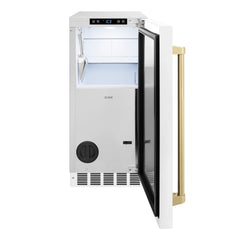 ZLINE Autograph Edition 15 in. Touchstone Gourmet Ice Maker with Drain Pump and White Matte Door with Handle - IGMDZ-WM-15 - The Home Selection