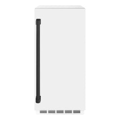 ZLINE Autograph Edition 15 in. Touchstone Gourmet Ice Maker with Drain Pump and White Matte Door with Matte Black Handle - IGMDZ-WM-15-MB - The Home Selection