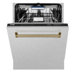 ZLINE Autograph Edition 24" 3rd Rack Top Control Tall Tub Dishwasher in DuraSnow® Stainless Steel with Accent Handle, 51dBa - DWVZ-SN-24 - The Home Selection