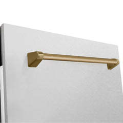 ZLINE Autograph Edition 24" 3rd Rack Top Control Tall Tub Dishwasher in DuraSnow® Stainless Steel with Accent Handle, 51dBa - DWVZ-SN-24 - The Home Selection