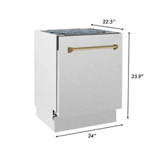 ZLINE Autograph Edition 24" 3rd Rack Top Control Tall Tub Dishwasher in DuraSnow® Stainless Steel with Accent Handle, 51dBa - DWVZ-SN-24 - The Home Selection